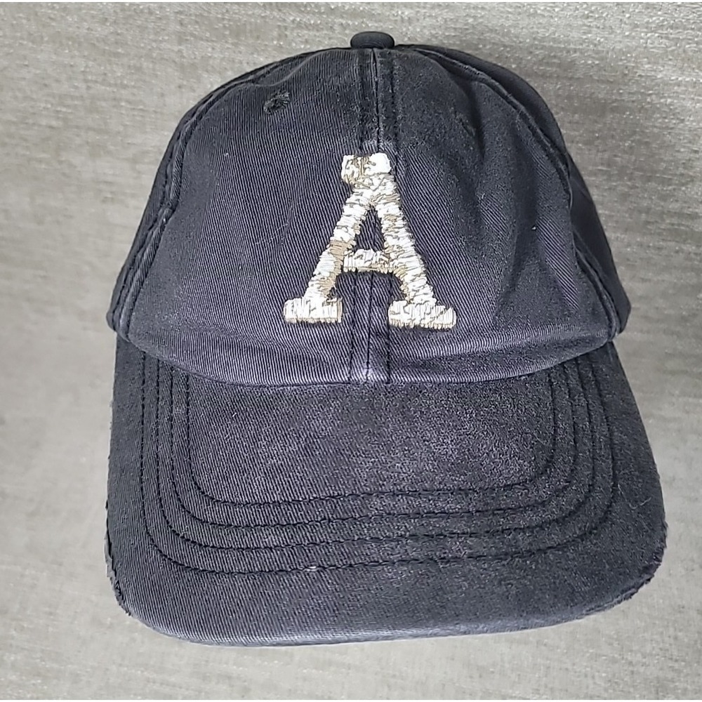 American Eagle Hat - Varsity A Logo Navy Blue‎ w/ Leather Strap Snapback